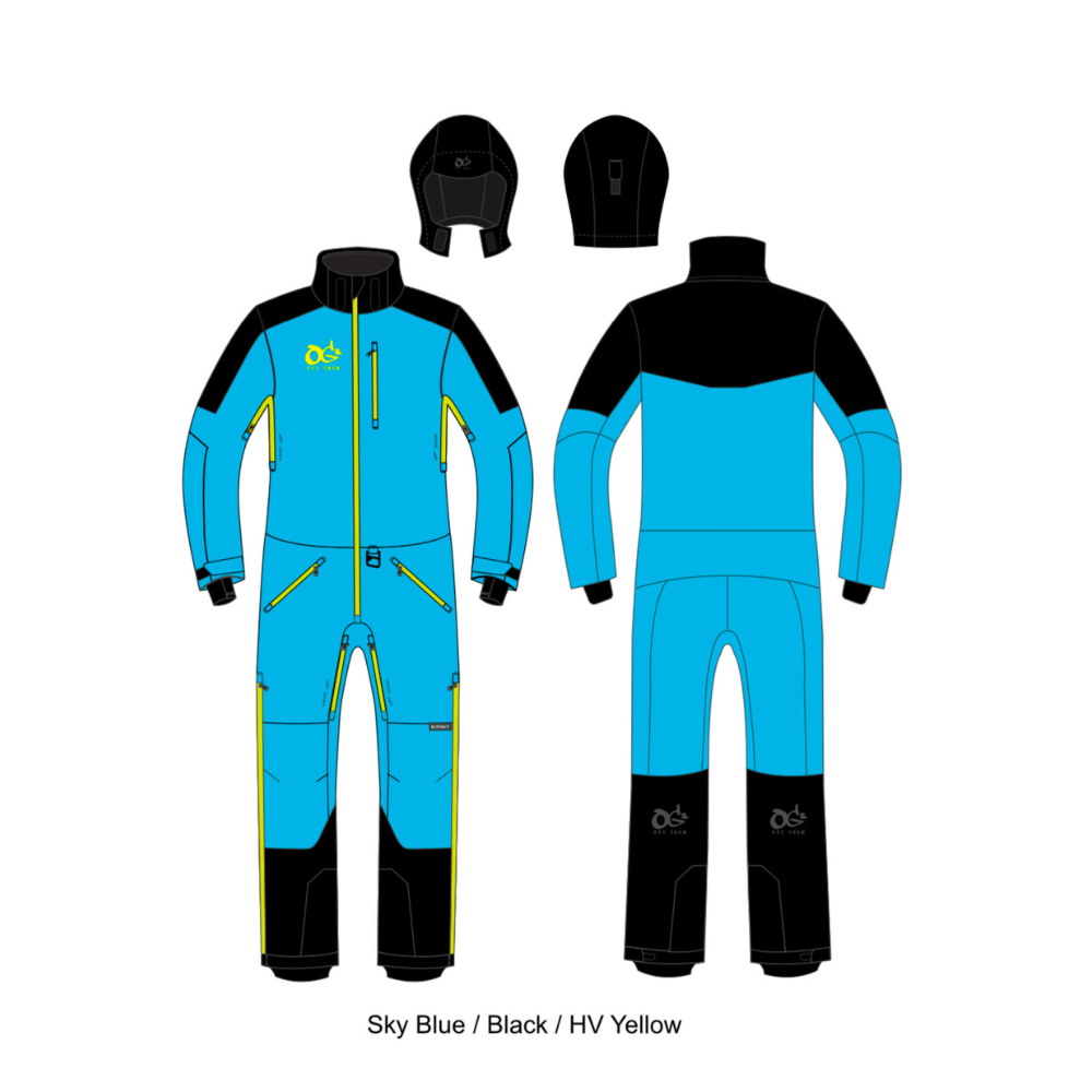 COMBINAISON MONO VOID V2 JUNIOR (Bleu ciel/Noir/Jaune fluo)