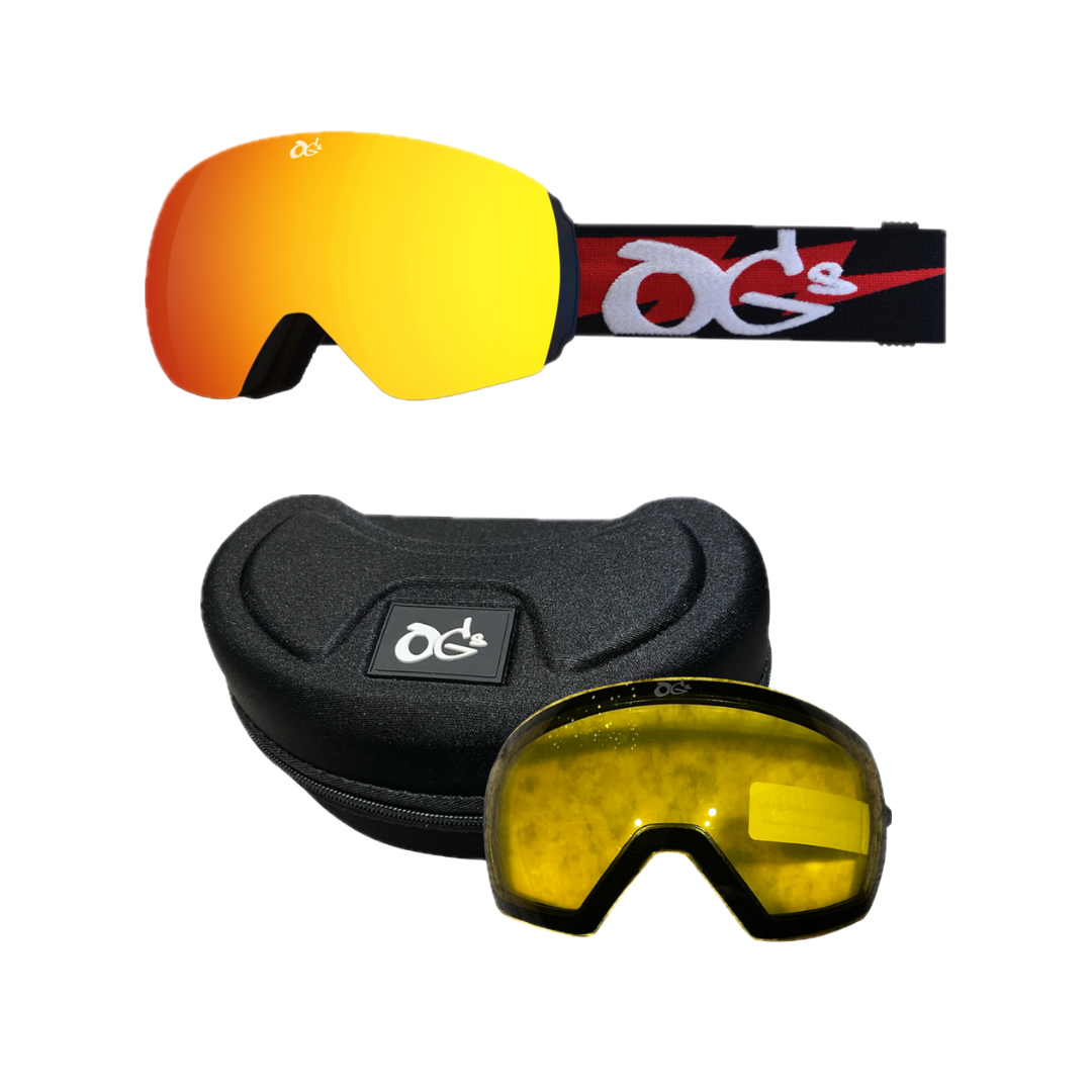 Snow Red Bolt Bubble Lens